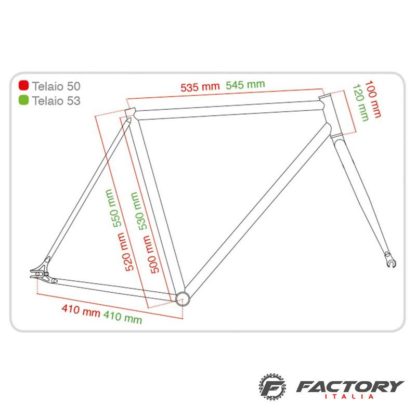 Telaio bici fixed bianco lucido taglia 50 geometria