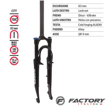 Forcella Ammortizzata 28 City Alloy 25 MM HEAD-SET