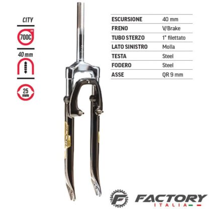 Forcella City bike 28 ammortizzata acciaio