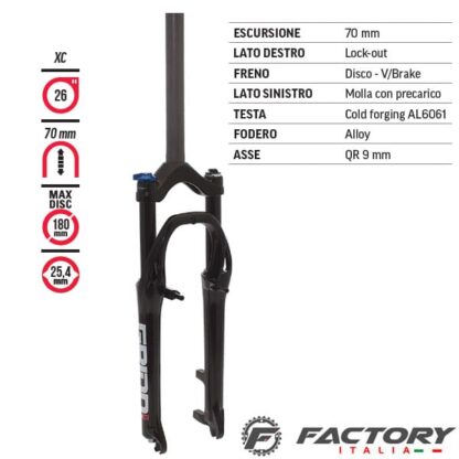 Forcella MTB 26 ammortizzata lockout nera