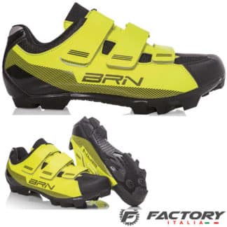 Paio di scarpe BRN MTB 3 strappi gialle fluo