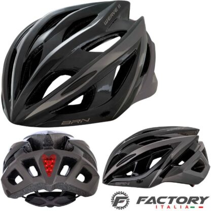 Casco bici strada con luce BRN Weave 2 nero grigio