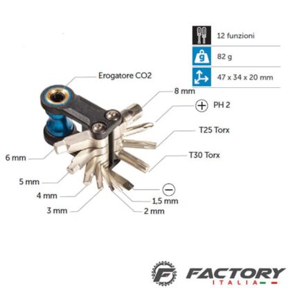 Multitool bici BRN Multi tool 12 Funzioni + CO2