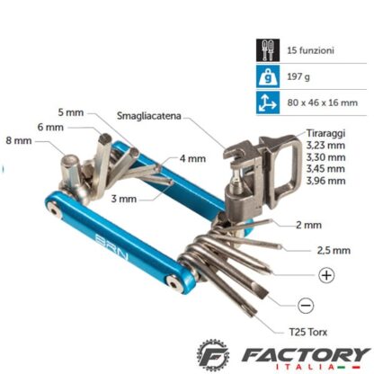 Multitool bici BRN Multi tool 15 Funzioni + Smagliacatena